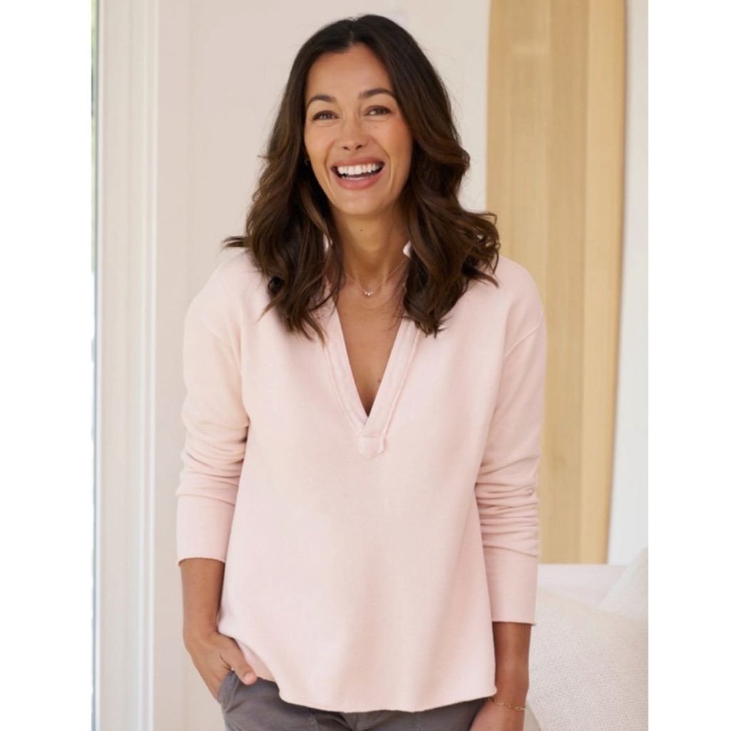 Frank And Eileen Patrick Popover Henley Top Vintage Rose